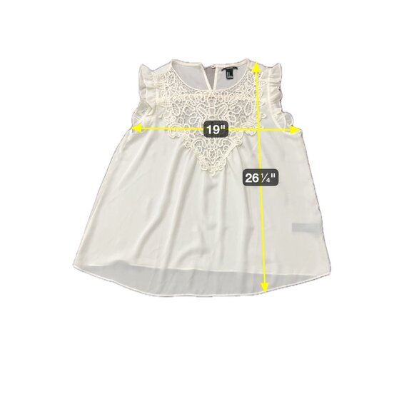 Forever 21 Womens White Sleeveless Top Crochet Lace Detail Boho Size Small - Picture 9 of 10